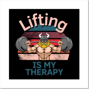 Lifting Is My Therapy Viking Edition Posters and Art